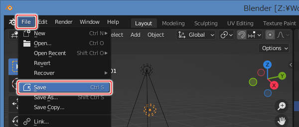 6. File -> Saveを実行 6. File -> Saveを実行