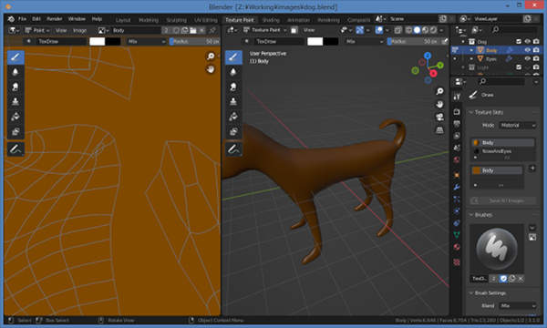 3. ワークスペースがTexture Paintに切り替わる 3. ワークスペースがTexture Paintに切り替わる