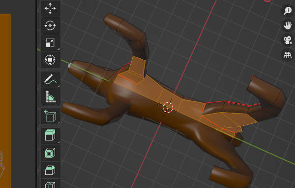 19. 胴体の下側と足の内側だけを選択する 19. 胴体の下側と足の内側だけを選択する