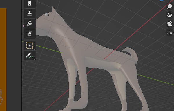 29. 胴体の下側と足の内側が少し見える位置へ視点を移動する 29. 胴体の下側と足の内側が少し見える位置へ視点を移動する