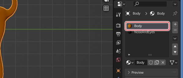 3. マテリアルスロットの一覧から "Body" を選択する 3. マテリアルスロットの一覧から "Body" を選択する