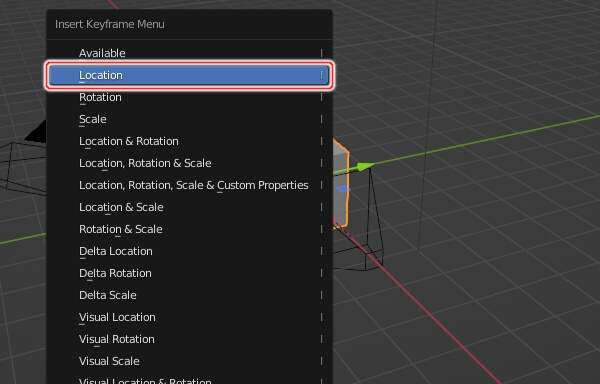 8. 50フレーム目の立方体のメッシュの位置のキーフレームを登録 8. 50フレーム目の立方体のメッシュの位置のキーフレームを登録