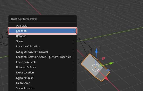 17. 100フレーム目の立方体のメッシュの位置のキーフレームを登録 17. 100フレーム目の立方体のメッシュの位置のキーフレームを登録