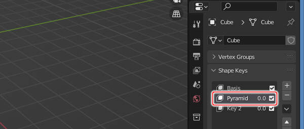 9. シェイプキーの名称が "Pyramid" に変更される 9. シェイプキーの名称が "Pyramid" に変更される