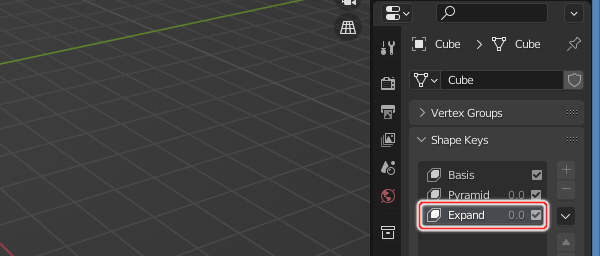 5. シェイプキー "Expand" を選択する 5. シェイプキー "Expand" を選択する