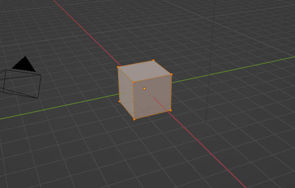 1. 立方体のメッシュをエディットモードで全選択する