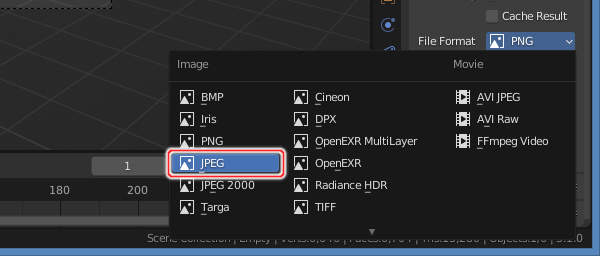 6. 画像のファイル形式の一覧からJPEGを選択する