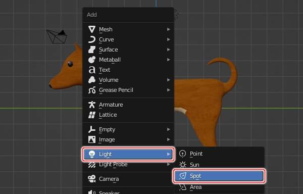 4. Light -> Spotを実行 4. Light -> Spotを実行